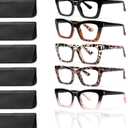 6 Pack Oprah Style Reading Glasses for Women Blue Light Blocking Computer Square Readers with Spring Hinge (Mix Color-8, 2.25, x)
