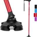 REHAND Walking Cane for Men & Women - Foldable, Adjustable, Lightweight, Self Standing Pivot Walking Cane, Soft Handle Grip, with Travel Bag, Walking Sticks for Seniors & Adults (Red)