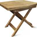 Melino Wooden Folding Outdoor Side Table 18x16x16 in, FSC Certified Acacia Wood Weatherproof Small Table for Patio, Porch, Pool, Backyard, Garden, Balcony & Deck - Natural