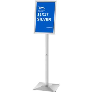 YIYO Sign Stand Poster Standadjustable heavy duty pedestal Sign Holder Floor Standaluminium frame floor standing for display 11*17 inchSilver (11*17 Silver)