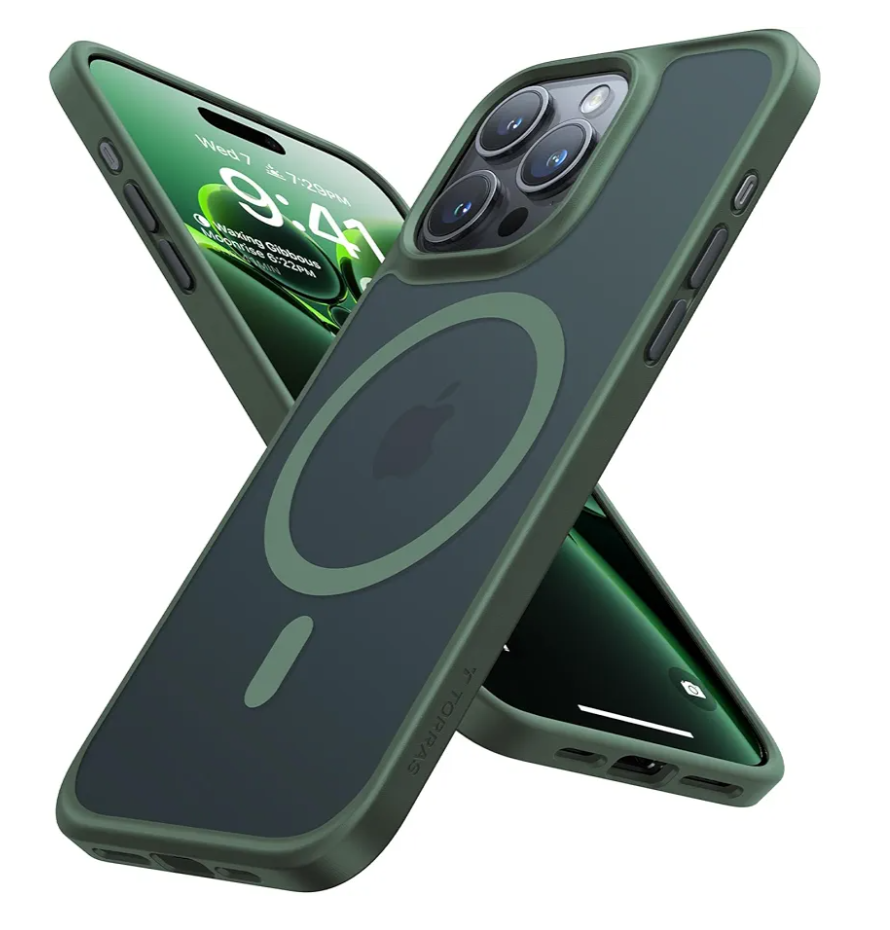Torras Magnetic Shockproof for iPhone 15 Pro Case, Green