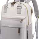 LOVEVOOK Travel Laptop Backpack Women, 15.6 Inch Anti-theft Laptop Bag with USB Port, Fashion Waterproof Computer Backpacks Teacher Nurse Backpack Purse for College School Work (Beige-grey)
