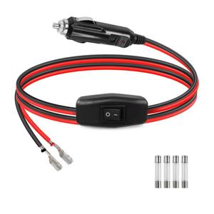 2 x GELRHONR 12V Cigarette Lighter Male Plug with Leads & LED Light, Replacement Cigarette Lighter Male Plug to Bullet Female Terminal Extension Cable with Switch Button,15A Fuse (0.6M)