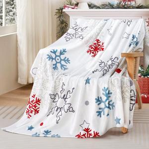 Christmas Throw Blanket Snowflake Couch Blanket Super Soft Flannel Throw Blanket Winter Plush Fuzzy Warm Bed Blanket Christmas Holiday Decor for Couch Bed 50"X60"