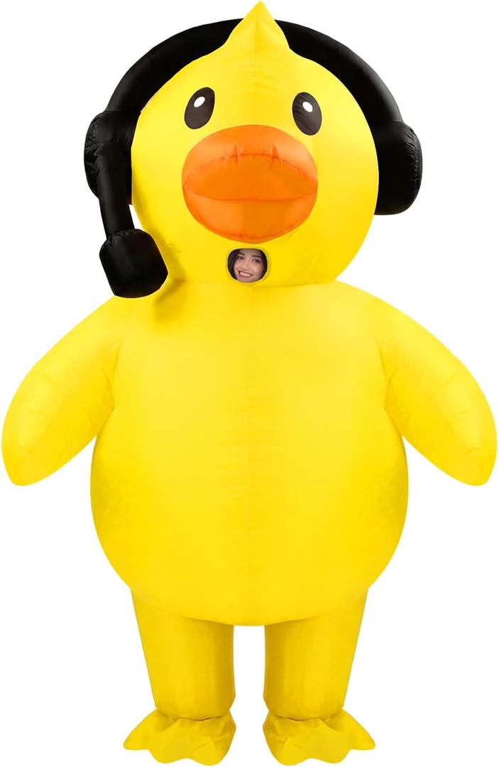 Seenelling Inflatable Duck Costume for Adult Funny Halloween Full-body Costumes Cosplay Party Outfit Funny Blow up Animal Suit for Halloween Carnival Cosplay Group Theme Events (Yellow)