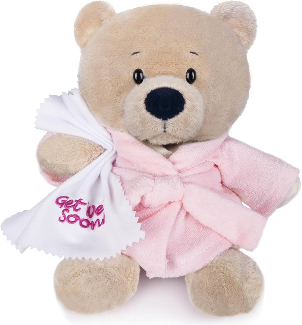 My OLi 9" Teddy Bears Cloth Bear Stuffed Animal Plush Toys Bear Dressed in Bathrobe with Soothing Towel Get Well Soon Sleeping Soft Toy Bedtime Gifts for Baby Kids Girls BoysPink