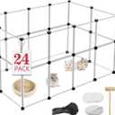 24 Panels Portable Small Animals Playpen, 48"x 24"x 28" Transparent Pet Playpen, Portable Plastic Enclosure, Puppy Play Pen for Indoors Outdoor Pet Fence for Guinea Pigs, Bunny, Ferrets, Hamsters, Hedgehogs