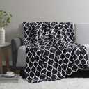 Madison Park Ogee Lightweight Throw Blanket Premium Microlight Design Spread, Oversize, Ultra Soft, Cozy Living Room Couch, Sofa, Bed, 60"x70" Black Plush Throw