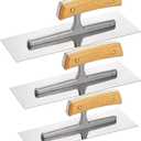 Peohud 3 Pieces Flat Drywall Trowel, Stainless Steel Plastering Trowel, Masonry Finishing Trowel Sets with Wood Handle for Concrete, Cement