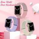 3 Packs Shiny Stretchy Bands Compatible with Apple Watch Band 49mm 38mm 40mm 41mm 42mm 44mm 45mm, Nylon Adjustable Sport Solo Loop Women Replacement Straps for iWatch Series Ultra 8 7 6 5 4 3 2 1 SE