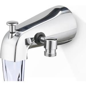 All Metal Tub Spout with Diverter Chrome, Fits 1/2 or 3/4" Threaded Pipes, Bathtub Faucet with Shower Diverter for Convenient Water Control (Without Handheld)