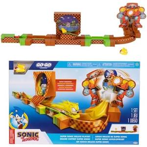Sonic The Hedgehog Go Go Racers Deluxe Playset with Diecast Super Sonic Figure, Combine with The Sonic Adventure Playset