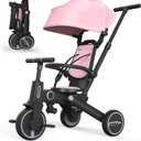 Tricycle Stroller for Toddler,Foldable Baby Tricycle,Kids Balance Bike with Push Handle,Toddlers Stroller Bike with 1 to 5 Years,7-in-1 Push Tricycle Bike for Kids (Pink), 27.9 x 19.6 x 38.9 inches