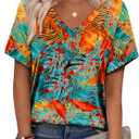 Alaroo Womens Summer Tops 2026 V Neck Short Sleeve Shirts Trendy Dressy Casual Vacation Outfits Printed (X-Large)