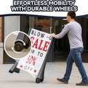24"x39" Changeable Message Board Sidewalk Sign, Standard Portable A-Frame Sign & Letter Kit for Outdoor,Business, Large Black Standing Frame with Wheels, Water-Fillable and Wind-Resistant