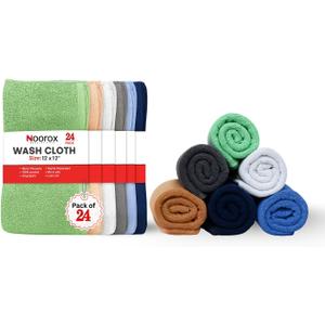 Washcloths  12x12 Inch  Pack of 24  Soft, Absorbent, Quick-Dry Cotton Towels for Bath, Gym, Hotel & Salon (Multicolor)