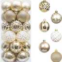 Valery Madelyn Christmas Ornaments Set, 30ct 2.36 Inches White and Gold Shatterproof Christmas Tree Decorations Ball Ornaments Bulk, Elegant Hanging Ornaments for Xmas Holiday Party Decor (Large)