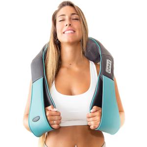 InvoSpa Shiatsu Neck and Back Massager with Heat - Deep Kneading Pillow for Massage - Electric Full Body Massager (Blue)