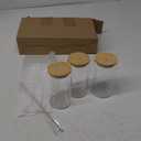 sungwoo 3PCS Glass Cups with Bamboo Lids and Straws, 16OZ Ice Coffee Cup, Drinking Cup set with Wooden Lids, Home Essential Glass Tumblers for Beer, Cocktail, Tea and Latte Clear