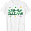 Magically Delicious Lucky Charms Groovy St Patricks Day Kids T-Shirt (Small, White)