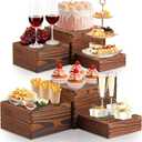 6 Pack Wood Cake Cupcake Stand Buffet Risers, Wooden Display Stand Wood Display Riser, Square Food Display Risers for Party Wedding Birthday Home (6" 7" 8" 9" 10" 11")