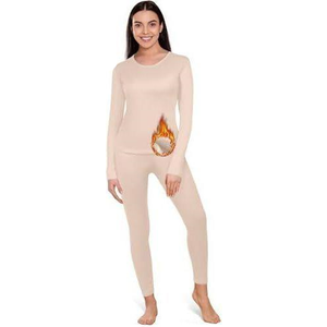 Patelai 2 Set Thermal Underwear Warm Fleece Lined Thermal Leggings and Womens Thermal Tops Base Layer for Winter Cold Weather S