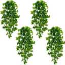 BLEUM CADE Fake Hanging Plants, 4pcs Artificial Pothos Vines Greenery for Wall Home Living Room Office Indoor Outdoor Decor (No Baskets)