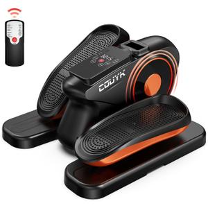 Under Desk Elliptical Machine,Electric Ellipse Leg Exerciser for Seniors Adults,Quite Portable with Display Monitor,Non-Slip Foot Straps and Remote Control and 12 Adjustable Speeds (Black-Orange)