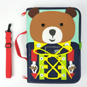 Backpack - Montessori Sensory Travel Bag Toys for Toddlers, Learning Activities, Develop Fine Motor Basic Life Skills with Pop Tubes (Blue), Medium