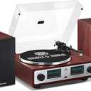 ANGELS HORN Bluetooth Turntable with Speakers, Vinyl Record Player System with AT-3600L, Built-in Phono Preamp, Belt Drive 2-Speed, Adjustable Counterweight, Pitch Control Hi-Fi Record Player System