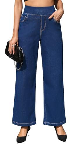 AVAMO Wide Leg Jeans Woman Stretchy Pull On Sweatpant Jeans for Women High Elastic Waist Trendy Straight Denim Pants XL