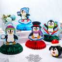2 x Thenshop 7 Pcs Christmas Party Decorations, Xmas Penguin Honeycomb Centerpieces, 3D Table Decorations with Penguin for Party Supplies Home Indoor Holiday Sign Birthday Baby Shower Supplies
