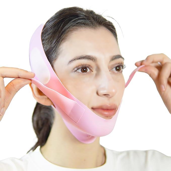 Line Lifting Mask Chin Strap for Sleeping, Face Lifting Strap, Chin Strap, V Line Mask, Jawline Shaper, Jaw Strap, Double Chin Reducer,Face Lift Tape & Snoring Solution ( Pink)