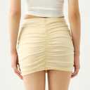 Women's Bodycon Mini Skirt Ruched Mesh Stretch Sexy Skirts (S)
