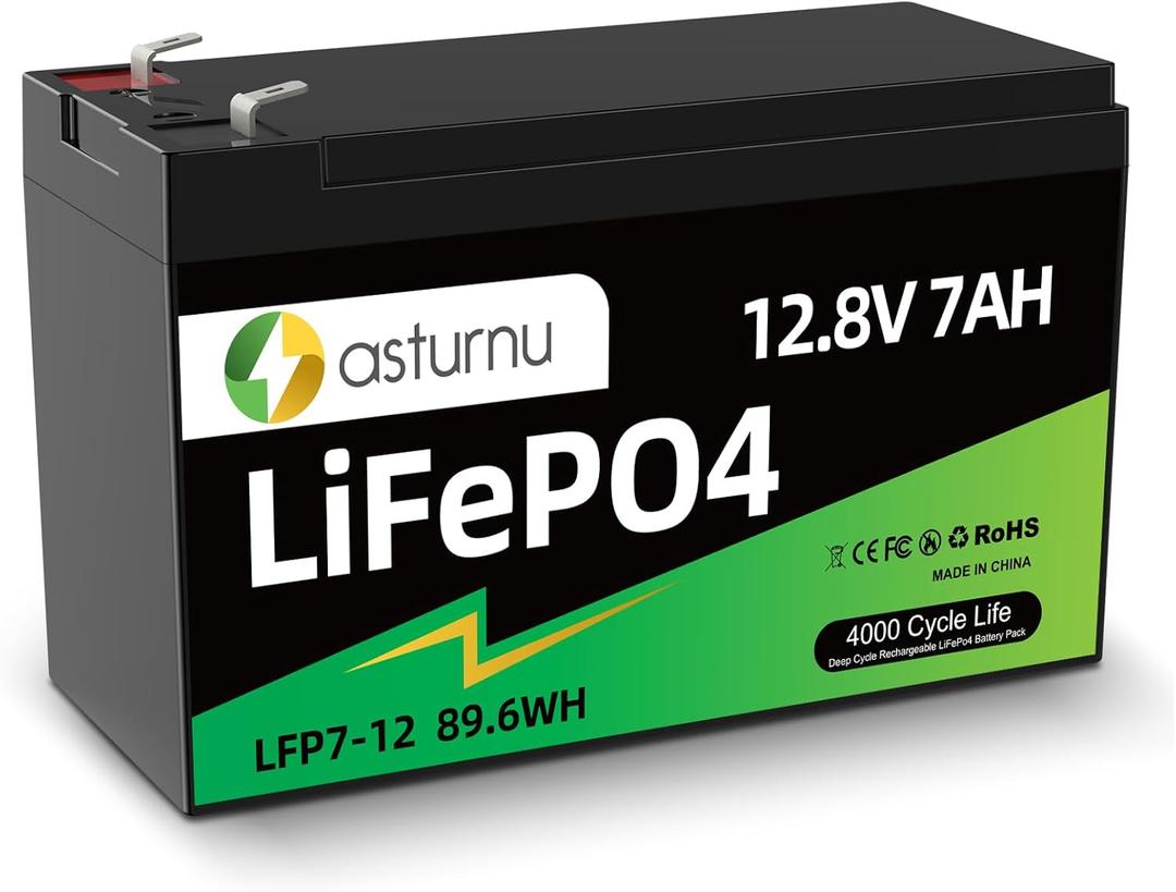 12V 7Ah(8Ah) Lithium Battery, LiFePO4 Battery, 4000+ Deep Cycle Lithium Iron Phosphate Rechargeable Batteries, Built-in BMS, Ideal for Replacing Most Backup Power, Lighting, Fish Finder, Ride on Toys