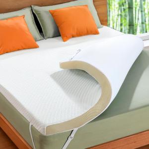 Marsail Twin Size Memory Foam Mattress Topper, 3 Inch Cooling Gel Infused with Soft Cover, CertiPUR-US and Oeko-TEX Certified, Sofa, RV, Camping (Blue and White)