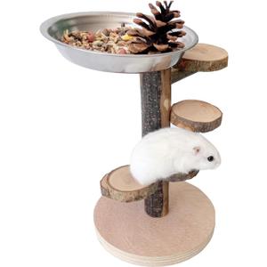 Hamster Food Bowl with Climbing Toys Ladder Stairs, Rat Toys for Pet Rats, Hamster Accessories for Cage, Pet Feeder Food Dish