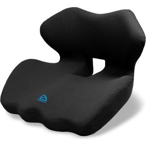 PRIMART Ergonomic Memory Foam Seat Cushion for Office Chair, Car Seat, Gaming Chair, Dining Chairs| Sciatica, Tailbone & Coccyx Pain and Pressure Relief | Lumbar & Lower Back Support | Orthopedic Design