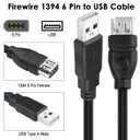 Herfair Firewire 6-Pin to USB Adapter Cable IEEE 1394 Firewire 400 Female to USB 2.0 Male Converter Connector Cord for Computer Connecting Old External Hard Driver/Camcorder/Camera/Scanner