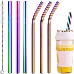 Vinaco Reusable Smoothie Straw, 0.4'' Extra Wide Stainless Steel Straw 10.5'' & 8.5'' Long colorful Straws, 6 Pack Metal Straw with 1 Reusable Straw Brush Cleaner for Milkshake, Smoothie, Bubble tea (Rainbow) Vinaco Reusable Smoothie Straw, 0.4'' Extra Wide Stainless Steel Straw 10.5'' & 8.5'' Long colorful Straws, 6 Pack Metal Straw with 1 Reusable Straw Brush Cleaner for Milkshake, Smoothie, Bubble tea (Rainbow)