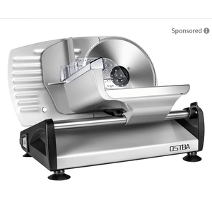 OSTBA Electric Deli Meat Slicer, 200W Food Slicer with 0-15mm Adjustable Thickness, 7.5” Removable Stainless Steel Blade & Food Carriage, Child Safety Lock, Easy to Clean - For Home Use