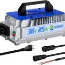 DC HOUSE 36V 25A Lithium Battery Charger, 900W Fast Charger, Charging Efficiency 93%, Waterproof Anti-Fall with Cooling Fan, Suitable for 36V Golf Cart,Trolling Motor, Forklift LiFePO4 Battery