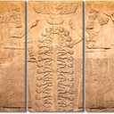 TUMOVO Ancient Sumerian Stone Carving with Cuneiform Scripting Picture for Bedroom Sumerian Wall Art 3 Panels Sumerian Culture Wall Decorations for Living Room Framed Ready to Hang (20x40 inch x3)