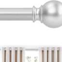Silver Curtain Rods 48 to 84 Inches(4-7 Feet),5/8 inch Splicing Drapery Rods,Small Curtain Rods Set,Size: 36''-88'',Silver