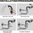 Yaocom 8 Pcs 304 Stainless Steel Wall Mount Ceiling Mount Pipe Supports Bracket, Suitable for OD 3/4"(25-28mm), Adjustable Height 50-100mm, Adjustable Pipe Strap Clamp with Screws and Screwdriver