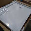 DreamLine SlimLine 36 in. D x 48 in. W x 2 3/4 in. H Right Drain Double Threshold Shower Base in White, DLT-1036482