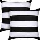 Pack of 2 18x18 Outdoor Pillows, Waterproof Throw Pillows with Inserts, Decorative Patio Pillows for Garden, Couch, Furniture, Sofa, Bed, Living Room(Black and White)