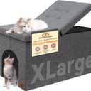 Cat Litter Box Enclosure Furniture for Odor Control, Hidden Cabinet Cats Litter Ottoman with Flip-Up Lid,Cat Litter Box Bench with Storage Space, Dog Proof(Grey, X-Large)