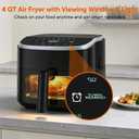 Air Fryer 4QT, Compact Airfryer with Interior Light and Easy View Window, 8 Custom Cooking Presets & Digital Touchscreen, Nonstick Basket for Air Fry, Roast, Broil, Reheat, Dishwasher Safe