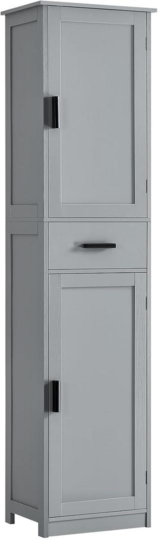 usikey 67“ Tall Bathroom Cabinet, Storage Cabinet with 4 Shelves & 2 Doors, Narrow Storage Cabinet for Bathroom, Living Room, Home Office, Greige UNSNG040G